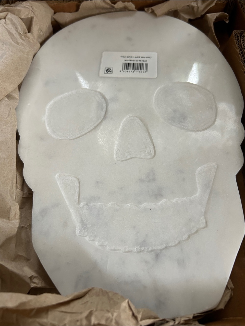 Marble Skull Serving Board - White